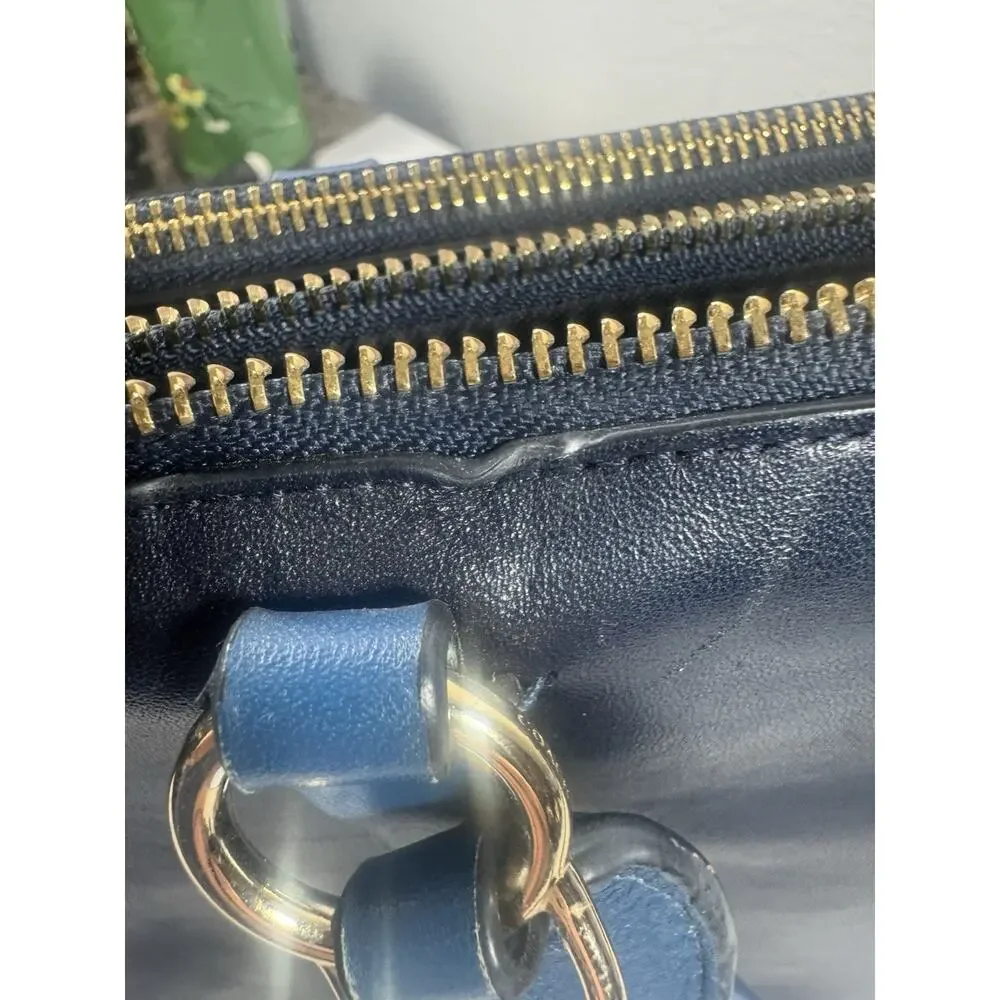 Coach Two Tone Blue Python Embossed And Leather Carryall Tote